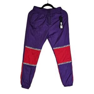 LF XS Retro NWT Parachute Windpants Jogger Rare Unique Y2K pants. Purple Red zip